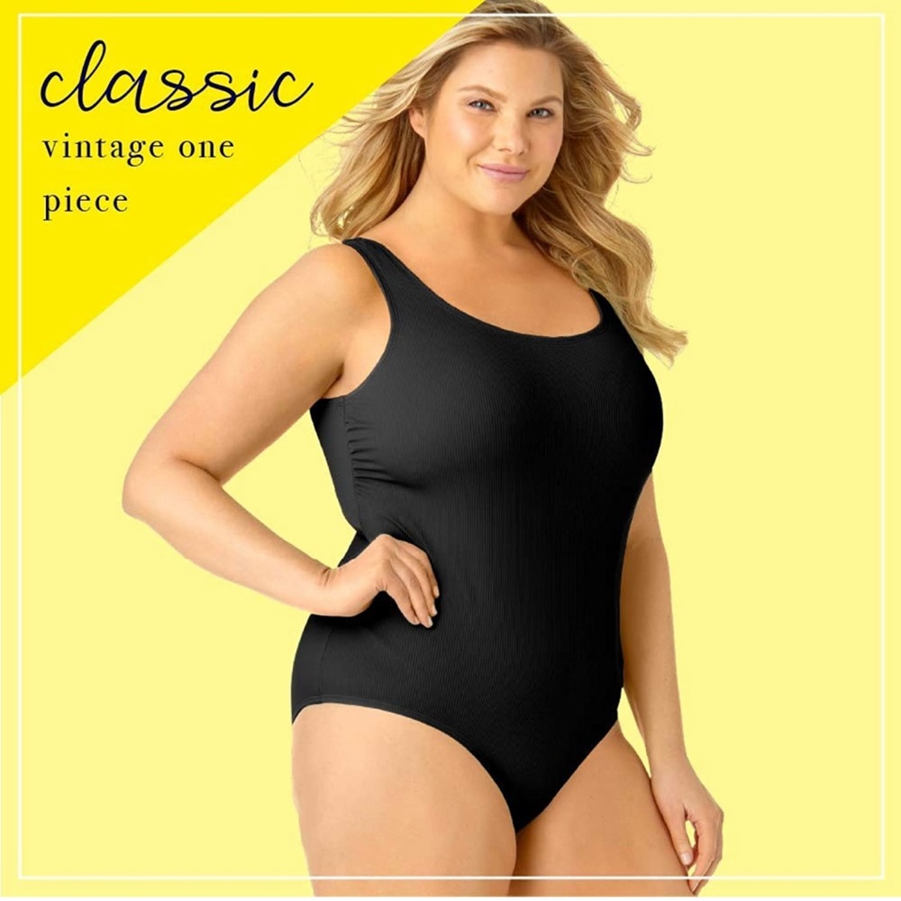 Catalina Women's Plus Size Ribbed One Piece Swimsuit